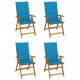 Chaises inclinables de jardin 4 pcs avec coussins bois d'acacia