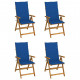 Chaises inclinables de jardin 4 pcs avec coussins bois d'acacia