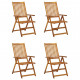 Chaises inclinables de jardin 4 pcs avec coussins bois d'acacia 
