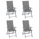 Chaises inclinables de jardin 4 pcs avec coussins bois d'acacia