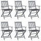 Chaises pliables d'extérieur 6 pcs avec coussins bois d'acacia - Couleur au choix