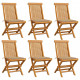 Chaises de jardin bois de teck massif avec coussins 6 pcs - Couleur au choix