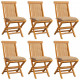 Chaises de jardin avec coussins beige 6 pcs bois de teck massif