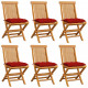 Chaises de jardin avec coussins rouge 6 pcs bois de teck massif