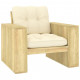 Chaise de jardin bois de pin imprégné avec coussins - Couleur au choix Crème