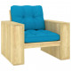 Chaise de jardin bois de pin imprégné avec coussins - Couleur au choix Bleu