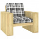 Chaise de jardin bois de pin imprégné avec coussins - Couleur au choix Carreaux-gris
