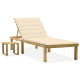 Transat chaise longue bain de soleil lit de jardin terrasse meuble d'extérieur avec table et coussin pin imprégné helloshop26 02_0012657