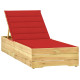 Transat chaise longue bain de soleil lit de jardin terrasse meuble d'extérieur avec coussin rouge bois de pin imprégné helloshop26 02_0012502