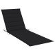 Transat chaise longue bain de soleil lit de jardin terrasse meuble d'extérieur avec coussin noir bois de pin imprégné helloshop26 02_0012498 