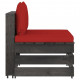 Canapé de jardin 3 places avec coussins bois imprégné de gris rouge 