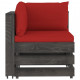 Canapé de jardin 4 places avec coussins bois imprégné de gris rouge 
