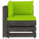 Canapé de jardin 4 places avec coussins bois imprégné de gris vert vif 