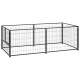 Chenil extérieur cage enclos parc animaux chien noir 200 x 100 x 70 cm acier