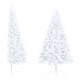 Sapin de noël artificiel moitié avec support blanc 120 cm pvc 