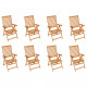 Chaises inclinables de jardin 8 pcs bois de teck solide