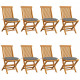 Chaises de jardin avec coussins 8 pcs teck massif - Couleur au choix Gris