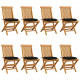 Chaises de jardin avec coussins 8 pcs teck massif - Couleur au choix Noir