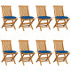 Chaises de jardin avec coussins 8 pcs teck massif - Couleur au choix Bleu