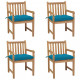 Chaises de jardin avec coussins teck solide - Couleur et nombre de places au choix Bleu-clair