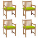 Chaises de jardin avec coussins teck solide - Couleur et nombre de places au choix Vert Vif