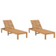Lot de 2 transats chaise longue bain de soleil lit de jardin terrasse meuble d'extérieur bois de teck solide helloshop26 02_0012142