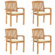 Chaises de jardin empilables avec coussins teck solide - Couleur et nombre de places au choix Crème