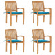 Chaises de jardin empilables avec coussins teck solide - Couleur et nombre de places au choix Bleu