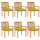 Chaises de jardin empilables avec coussins 6 pcs teck solide - Couleur des coussins au choix
