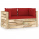 Canapé de jardin 2 places avec coussins bois imprégné de vert - Couleur au choix Rouge
