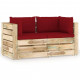 Canapé de jardin 2 places avec coussins bois imprégné de vert - Couleur au choix Rouge-bordeaux