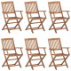 Chaises pliables de jardin 6 pcs avec coussins bois d'acacia rouge bordeaux 