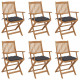 Chaises pliables de jardin avec coussins bois d'acacia - Couleur et nombre de places au choix