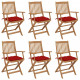 Chaises pliables de jardin avec coussins bois d'acacia - Couleur et nombre de places au choix Rouge