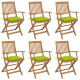 Chaises pliables de jardin 6 pcs avec coussins bois d'acacia vert vif
