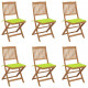 Chaises pliables de jardin 6 pcs avec coussins bois d'acacia vert vif