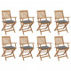 Chaises pliables d'extérieur avec coussins 8 pcs bois d'acacia - Couleur au choix Gris