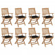 Chaises pliables d'extérieur avec coussins 8 pcs bois d'acacia - Couleur au choix Noir