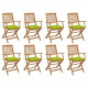 Chaises pliables d'extérieur avec coussins 8 pcs bois d'acacia - Couleur au choix Vert Vif