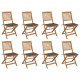 Chaises pliables d'extérieur avec coussins 8 pcs bois d'acacia - Couleur au choix Taupe