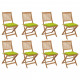 Chaises pliables d'extérieur avec coussins 8 pcs bois d'acacia - Couleur au choix Vert Vif