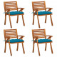 Chaises de jardin avec coussins bois de teck solide - Couleur et nombre de places au choix Bleu-clair