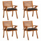 Chaises de jardin avec coussins bois de teck solide - Couleur et nombre de places au choix Taupe