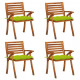 Chaises de jardin avec coussins bois de teck solide - Couleur et nombre de places au choix Vert Vif