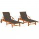 Chaises longues 2 pcs avec coussins bois d'acacia solide - Couleur au choix Taupe