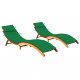 Chaises longues 2 pcs avec coussins bois d'acacia solide - Couleur au choix Vert