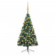  Demi-arbre de Noël artificiel avec LED et boules Vert 150 cm