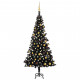  Arbre de Noël artificiel avec LED et boules Noir 180 cm PVC