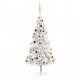 Arbre de noël artificiel avec led et boules argenté 180 cm pet