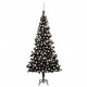  Arbre de Noël artificiel avec LED et boules Noir 210 cm PVC